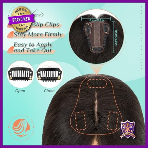 Real Human Hair Topper 14 Inch 40g Silk Base 3 Clips Volume Booster main image 5